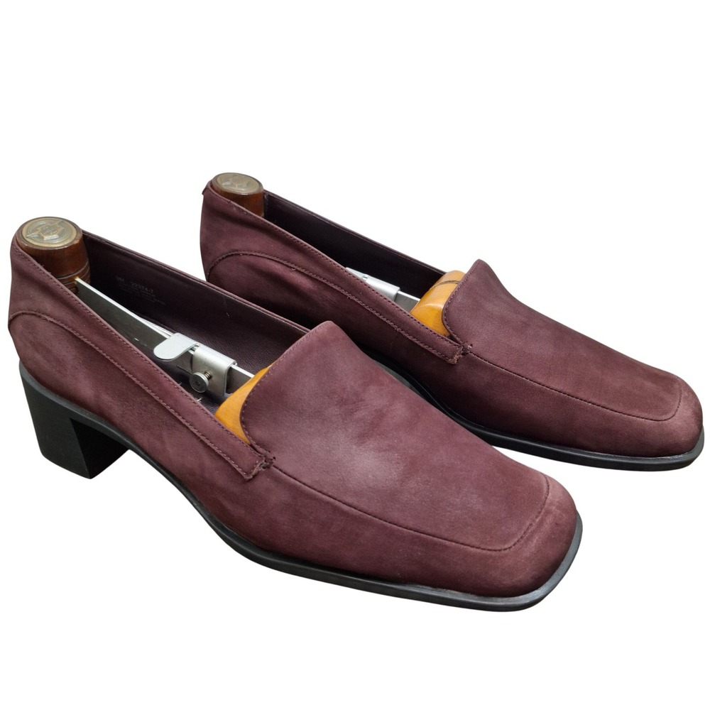 Whats What by Aerosoles Burgundy Leather Square Toe Block Heel Loafer 9M 22374-7